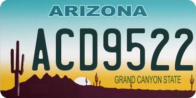 AZ license plate ACD9522