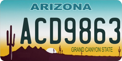 AZ license plate ACD9863