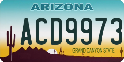 AZ license plate ACD9973
