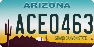 AZ license plate ACE0463