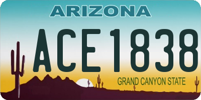 AZ license plate ACE1838