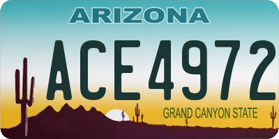 AZ license plate ACE4972