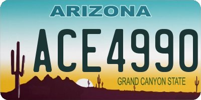 AZ license plate ACE4990