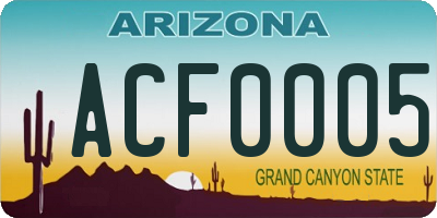 AZ license plate ACF0005