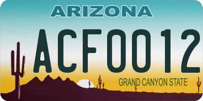 AZ license plate ACF0012