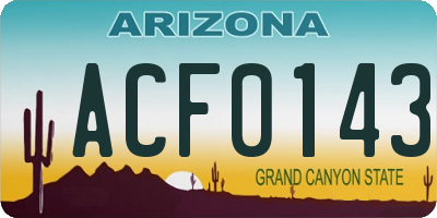 AZ license plate ACF0143