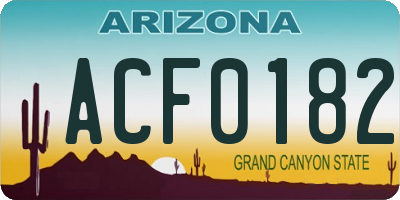 AZ license plate ACF0182