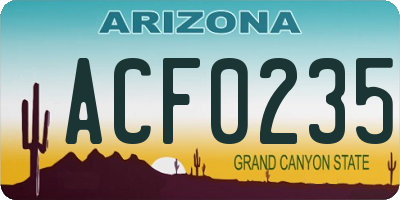AZ license plate ACF0235