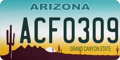 AZ license plate ACF0309