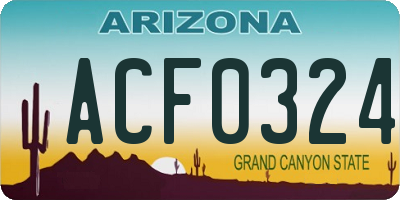 AZ license plate ACF0324