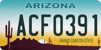 AZ license plate ACF0391