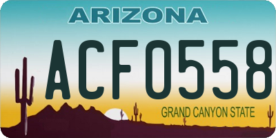 AZ license plate ACF0558