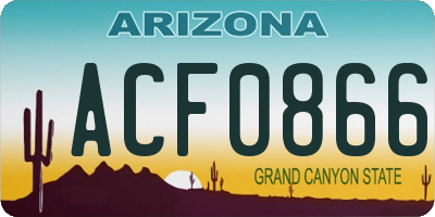 AZ license plate ACF0866