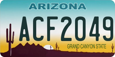 AZ license plate ACF2049