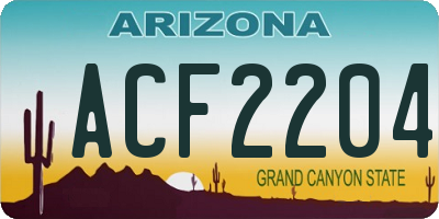 AZ license plate ACF2204