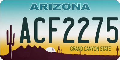 AZ license plate ACF2275