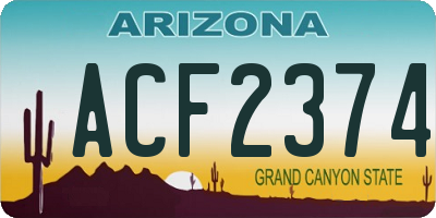 AZ license plate ACF2374