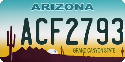 AZ license plate ACF2793