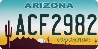 AZ license plate ACF2982