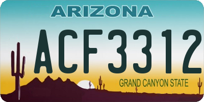 AZ license plate ACF3312