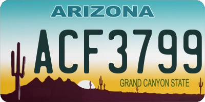 AZ license plate ACF3799