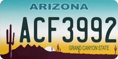 AZ license plate ACF3992