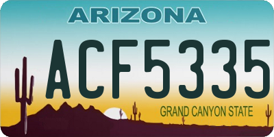 AZ license plate ACF5335