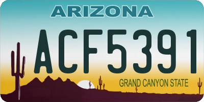 AZ license plate ACF5391
