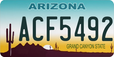 AZ license plate ACF5492