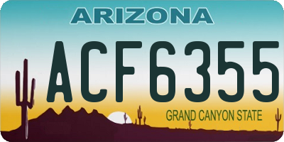AZ license plate ACF6355