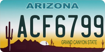 AZ license plate ACF6799