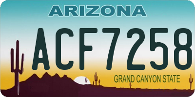 AZ license plate ACF7258