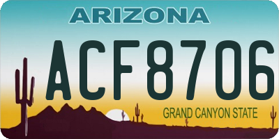 AZ license plate ACF8706
