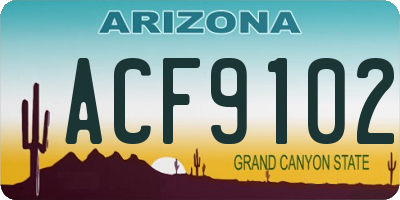 AZ license plate ACF9102