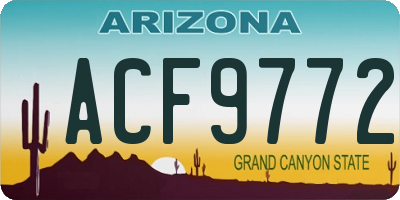 AZ license plate ACF9772