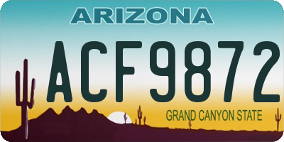 AZ license plate ACF9872