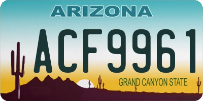 AZ license plate ACF9961