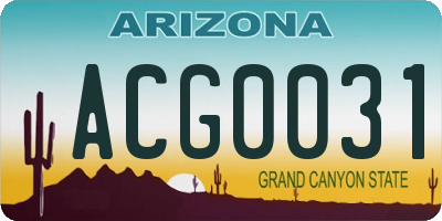 AZ license plate ACG0031