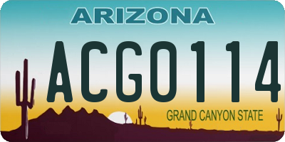 AZ license plate ACG0114