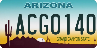 AZ license plate ACG0140