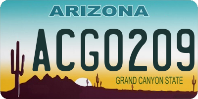 AZ license plate ACG0209