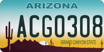 AZ license plate ACG0308