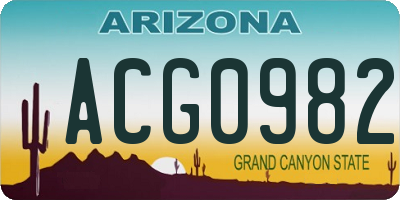 AZ license plate ACG0982