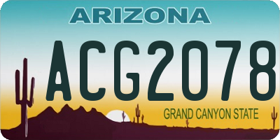 AZ license plate ACG2078