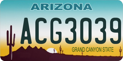 AZ license plate ACG3039