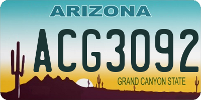 AZ license plate ACG3092