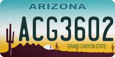 AZ license plate ACG3602