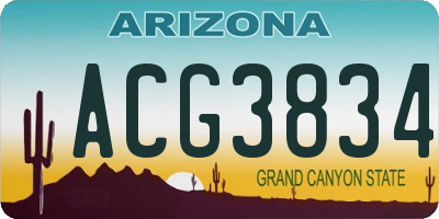 AZ license plate ACG3834