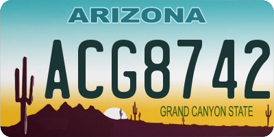 AZ license plate ACG8742