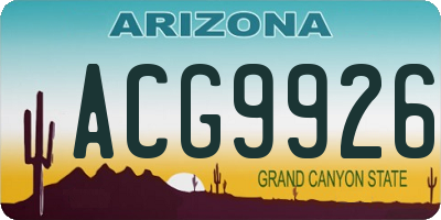 AZ license plate ACG9926